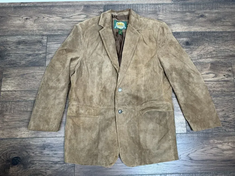 Cabelas Mens Suede Leather Blazer Jacket Size 44 Reg Brown Outdoor Gear Buffalo
